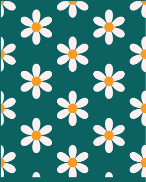 daisy flower pattern seamless floral background cute retro spring design