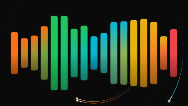 Abstract Sound Wave Visualization with Colorful Bars.