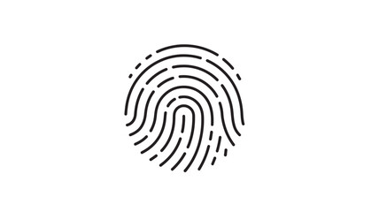 Black fingerprint icon in a circular minimalist vector design with bold lines, ideal for biometric authentication UI and tech illustrations