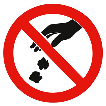 No Littering Sign Hand Dropping Trash garbage prohibited