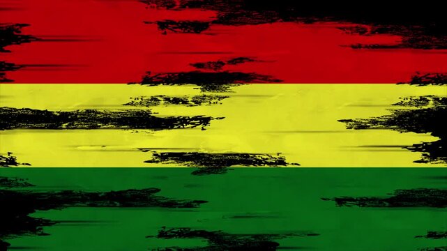 Appearing Flag of BOLIVIA with Grunge Glitched Effects for BOLIVIA National Identity