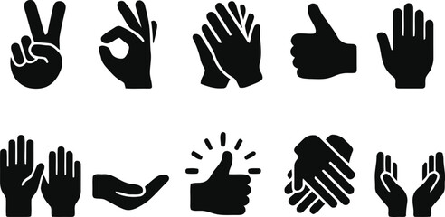 Collection of hand gesture icons © Baizid
