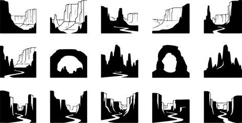 Mountain Landscape Silhouette Vector Bundle