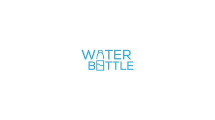 Modern Minimalist Blue and Black Water Bottle Typography Logo with Creative plastic Bottle Icon logo design