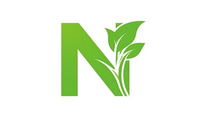 Green Letter N with Leaves Logo.