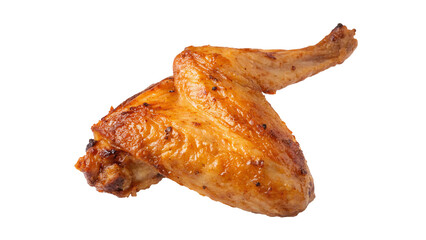 Delicious roasted chicken wing on transparent backgound
