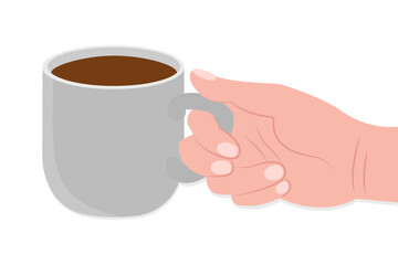 hand holding a cup of coffee, vector