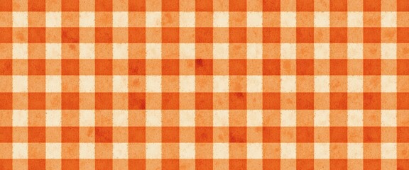 Checkered cloth with orange and cream squares used for dining and picnics Generative AI