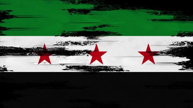 Appearing Flag of SYRIA with Grunge Glitched Effects for SYRIA National Identity
