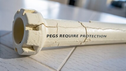 Cracked Survey Peg with Text Requiring Protection