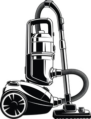 Fototapeta premium Black vacuum cleaner vector black and white on white background 