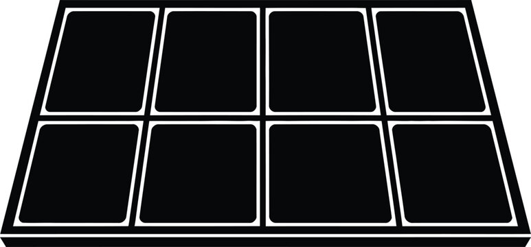 Black solid solar  panal vector black and white on white background 