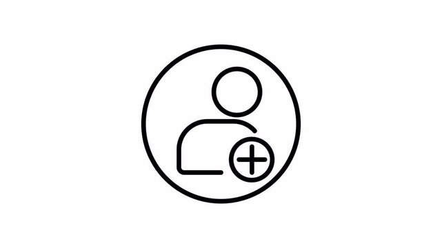Add Friend Icon in circle Animation Seamless Loop 4K Transparent Background