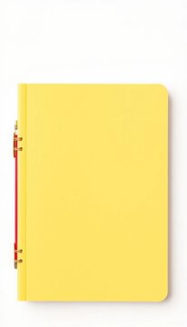 Composition notebook with vibrant cover closed, neat and tidy on a white background,  vibrant, notebook