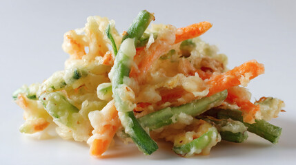 Crispy Golden Vegetable Kakiage Tempura with Carrots and Green Beans