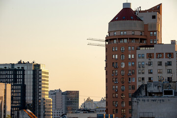 Modern round apartment building in Kyiv center