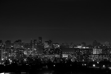 Heavy snowstorm over Kyiv city at winter night