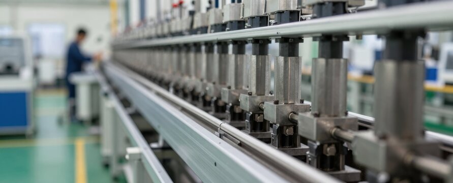 Advanced machinery operation in a factory setting technology-driven production lines industrial environment close-up viewpoint - Powered by Adobe