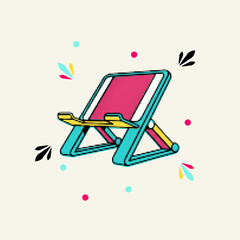 Halftone pop art dot folding lounge beach chair for summer vacation vector illustration