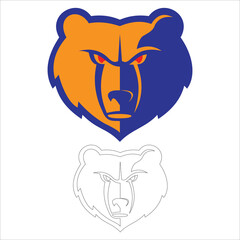 Fierce Orange and Blue Bear Head with Outline Version title colors