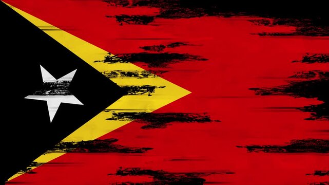 Appearing Flag of EAST TIMOR with Grunge Glitched Effects for EAST TIMOR National Identity