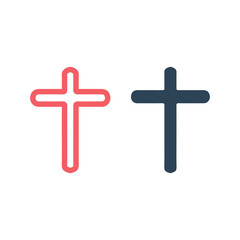 Obraz premium Christian cross flat style. Religion cross icons set vector illustration.