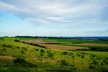 Views over English countryside with rolling hills