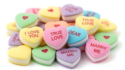 Colorful heart shaped conversation candies for valentine's day