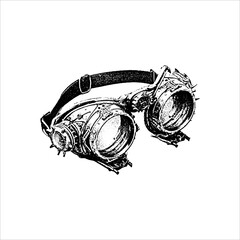 Vintage Industrial Goggles Engraved Illustration