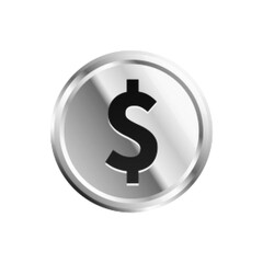 Obraz premium Black halftone coin with dollar symbol isolated on white background. Concept of money, finance, economy, wealth and business in modern graphic illustration style.