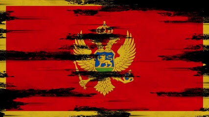 Appearing Flag of MONTENEGRO with Grunge Glitched Effects for MONTENEGRO National Identity