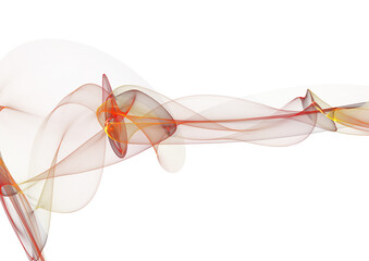 Abstract Red and Orange Fluid Waves on White
