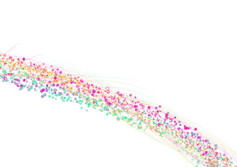 Curved Multicolored Dot Trail on White