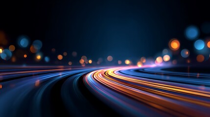 Fototapeta premium Abstract digital illustration of light trails resembling a futuristic highway