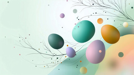 Abstract background for Easter with fluid shapes, pastel gradients, and floating egg silhouettes. Modern liquid style, vibrant and dynamic.
