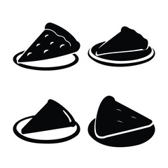 Collection of diverse food slices represented as black silhouette icons on plates