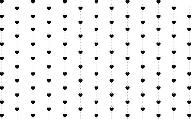Elegant Black Heart and Dotted Line Pattern for Romantic Background and Textile Design
