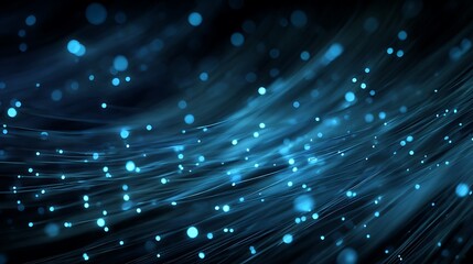 Abstract flowing, glowing blue lines and particles, creating a sense of movement and energy