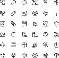 Fototapeta premium Medical Laboratory Research and Diagnostic Equipment Line Icons Set