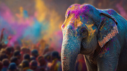 Celebrating Holi with colors and joy at a festival gathering in India