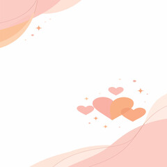 Abstract Minimalist Heart Background with Pastel Waves and Stars