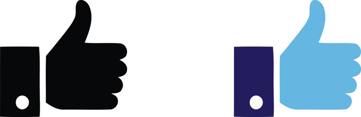 A thumbs up icon in black and blue colors for approval and feedback