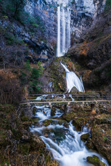 Silky water waterfall at the source of R&iacute;o Mundo, in Calares del Mundo y de la Sima Natural Park, Riopar, Spain.