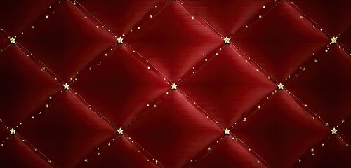 Fototapeta premium Elegant quilted red fabric with diamond pattern and star embellishments