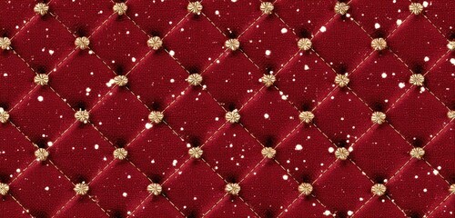 Fototapeta premium Elegant quilted fabric background texture with diamond pattern and gold accents