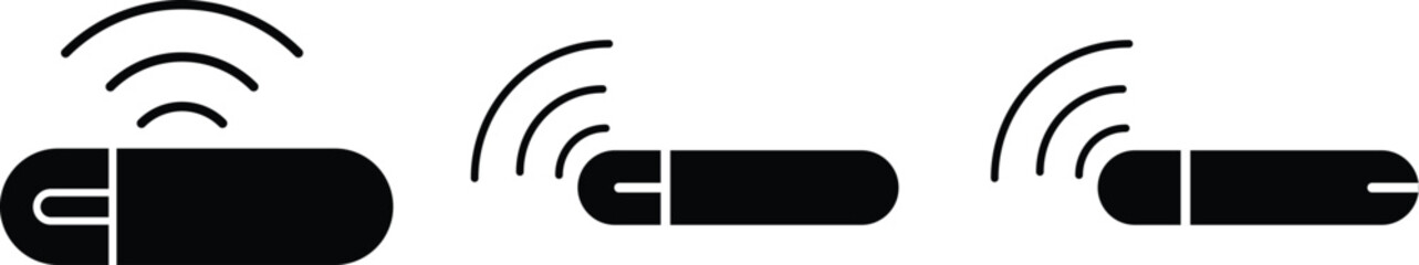 Fototapeta premium Dog microchip icon.. Animal RFID chip graphic design. Veterinary tracking and safety signs. Smart chip symbol. Pet identification symbols 