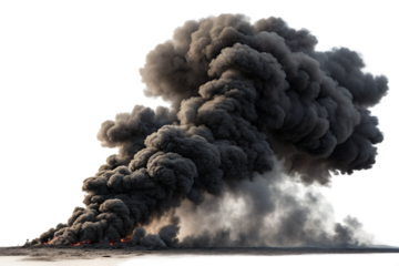 Black smoke isolated on transparent background