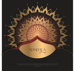 Mandala design  luxury Background  design golden brush text.