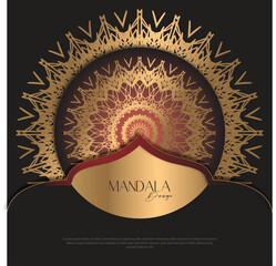 Mandala design  luxury Background  design golden brush text.