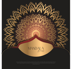 Mandala design  luxury Background  design golden brush text.